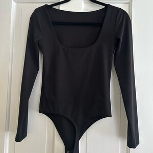 Express Black Long Sleeve Scoop Neck Bodysuit